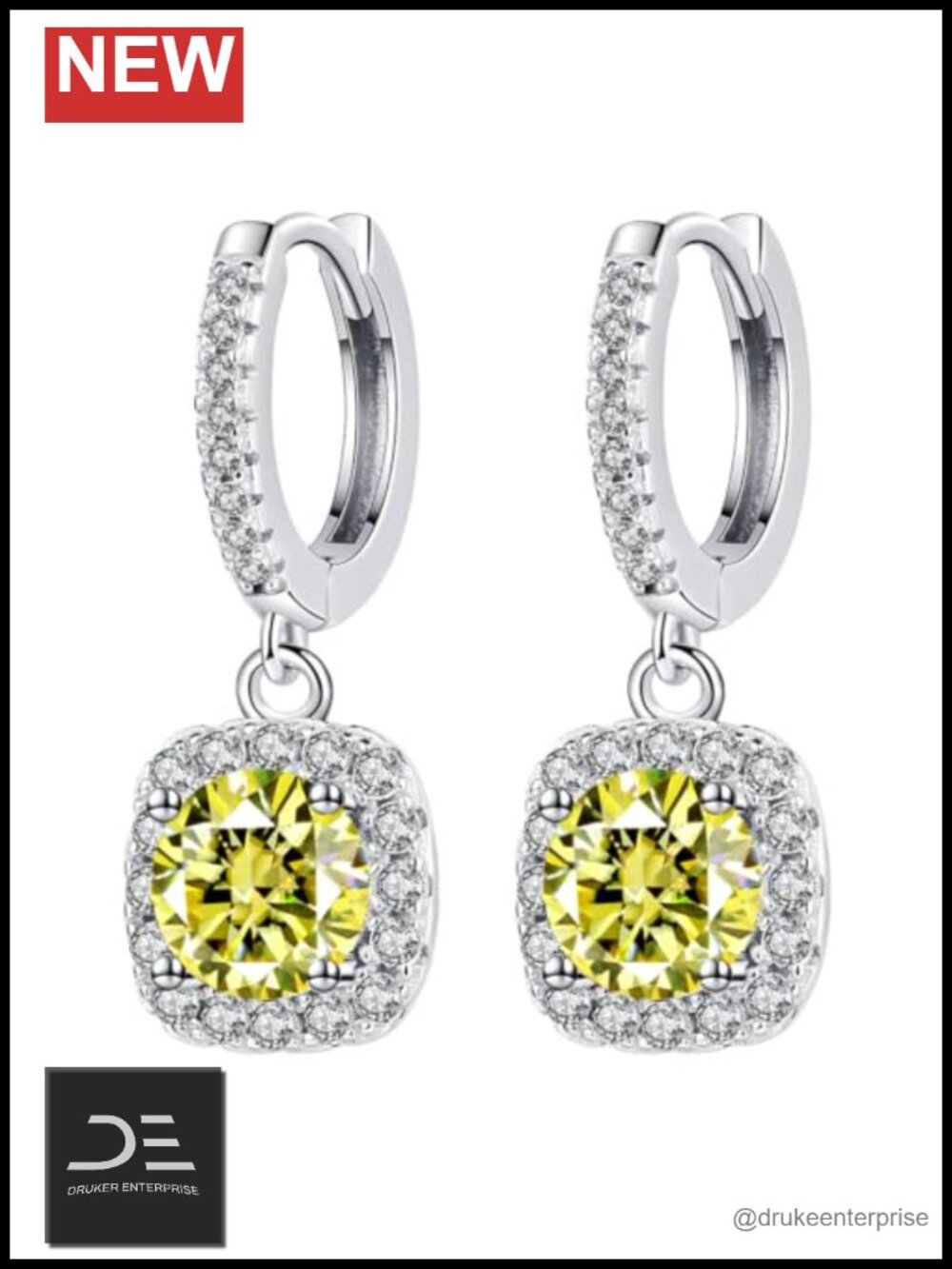 Moissanite Drip Earrings 2ct S925 Silver Plated 18K White Gold Jewelry
